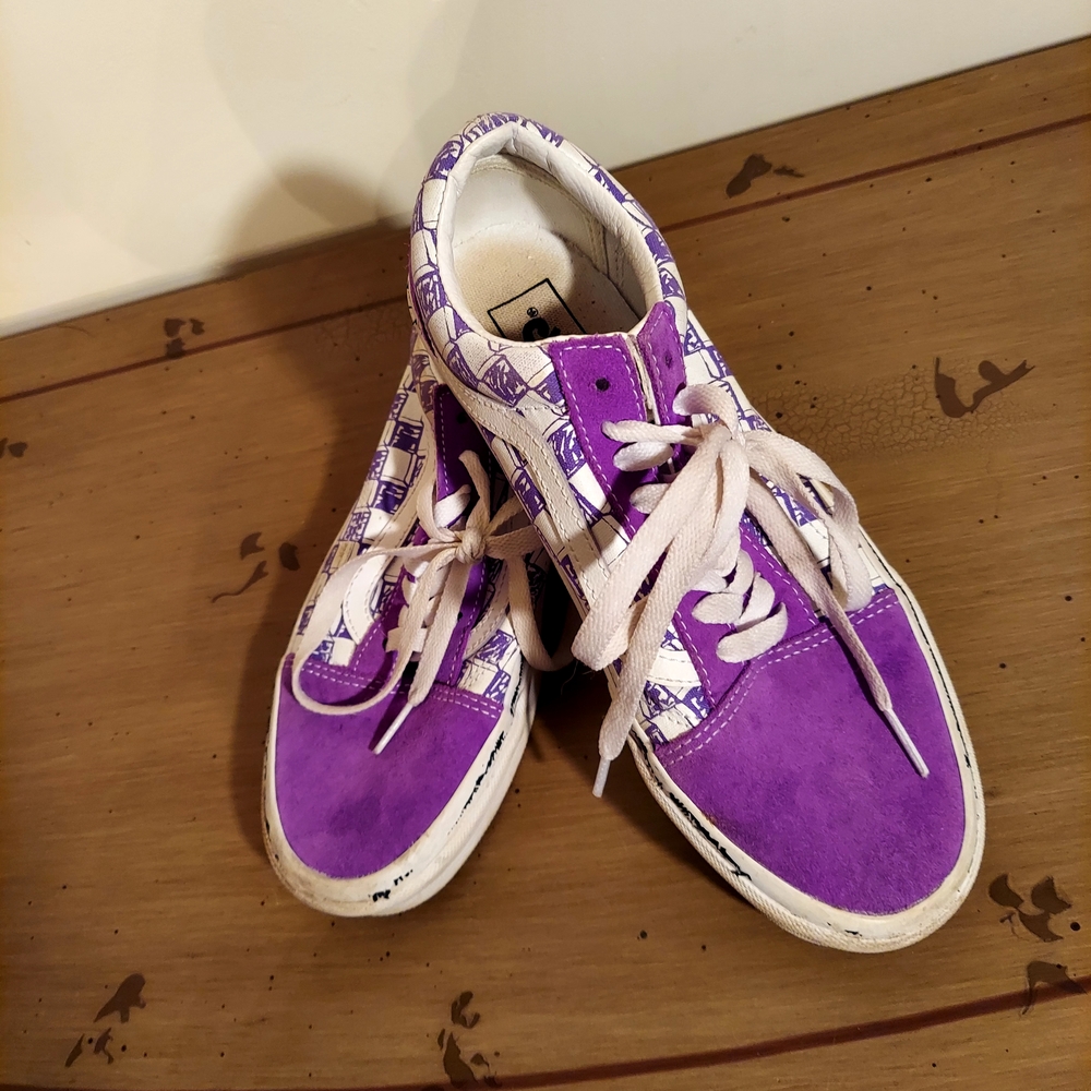 Vans Purple and White Women's Sneakers